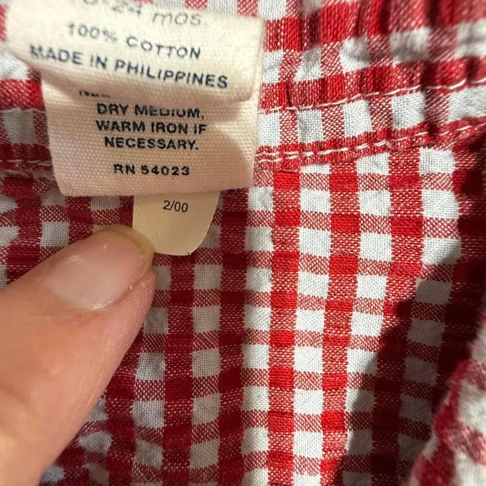 Vintage Baby Gap Red Gingham Button Down Shirt 18-24 M‎